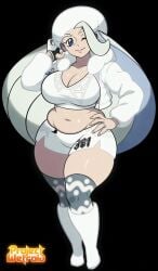1girls black_background chubby_female melony_(pokemon) official_style pokemon pokemon_ss projectwetroid tagme