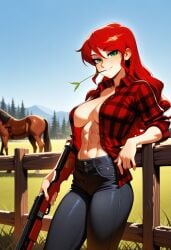 1girls ai_generated pyrrha_nikos rwby shiny_hair shiny_skin solo solo_female tagme