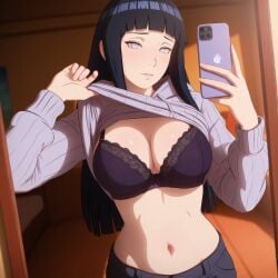 1girls ai_generated female female_only hyuuga_hinata long_hair naruto naruto_(series) naruto_shippuden onsen selfie solo solo_female tagme