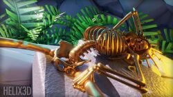 3d 3d_(artwork) bed bedroom bedroom_eyes completely_nude completely_nude_female face_markings female female_focus female_only fortnite golden_hair hand_behind_head hand_on_knee helix3d long_hair long_hair_female looking_at_viewer nude nude_female orelia_(fortnite) pelvic_bone ribcage skeleton skeleton_girl solo solo_female solo_focus watermark
