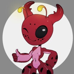 antennae anthro colored_skin cute horns insect_girl logo red_skin shortstack