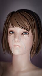 1girls 3d 3d_(artwork) after_sex blue_eyes brown_hair cum cum_on_face facial female female_focus female_only life_is_strange max_caulfield runny_makeup short_hair underworldblnd