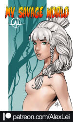 1girls alex_lei breasts female nipples original original_character solo white_hair