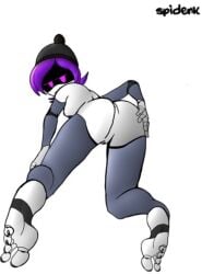 1girls anus ass bottom_pov feet female female_only humanoid murder_drones naked pink_eyes purple_hair robot robot_girl uzi uzi_(murder_drones) uzi_doorman