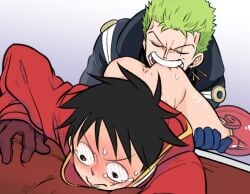 2boys ass ass_focus bara bara_ass barazoku beefy big_dom_small_sub big_top_small_bottom bigger_male bite biting biting_ass blush blushing brazilian_male bubble_ass bubble_butt cute cute_face cute_male earrings eating_ass frown frowning gay gloves green_hair half-dressed horny horny_male hunk interracial japanese_male lifting_leg male male/male male_ass male_butt male_dominating_male male_focus male_only manly masculine_male monkey_d._luffy one_piece oral oral_sex post-timeskip roronoa_zoro scar scar_across_eye scar_on_face size_difference surprised surprised_expression surprised_face sweating tears tears_in_eyes tough_guy violent_sex yaoi