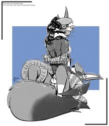 artificial_arm ball_gag bdsm bondage bound canid canine chastity_cage chastity_device clothing cowgirl_position eyewear fennec_fox fox from_front_position gag glasses greyscale hair halftone horn horned_rat legwear long_hair long_tail mammal masterzoroark666 monochrome murid murine on_bottom on_top prosthetic prosthetic_arm prosthetic_limb rat rodent sex stripes tail tail_motion tailwag tape tape_bondage tape_mittens text thigh_highs trans_(lore) trans_woman_(lore) true_fox url
