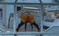 alien_(franchise) ass_against_glass ass_up ember_(warframe) ember_heirloom_(warframe) flashing legs_apart mooning thicc thicc_thighs vrchat vrchat_avatar warframe warframe_(species) window