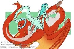 anthro breast_lick breast_play breasts dragon female feral genitals icy-marth knot licking lizard male male/female mythological_creature mythological_scalie mythology penetration penis reptile scalie size_difference tongue vaginal vaginal_penetration vulva