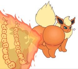 1boy 1boy1girl 1girls ballsack big_ass blue_eyes drawful-s fart farting fat_ass fat_butt femboy fire_fart flareon huge_ass onomatopoeia pokemon pokemon_(species) red_skin umbreon white_background