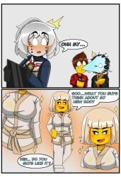 2d 2girls alex103 cole_(ninjago) comic comic_page comic_panel genderbend genderswap kai_(ninjago) lego ninjago p.i.x.a.l. pixal_(ninjago) rule_63 tagme zane_(ninjago)