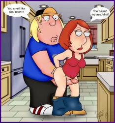 big_penis blonde_hair chris_griffin cum_drip dick_riding family_guy lindsey male post_anal redhead_female stink_fumes