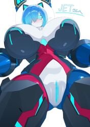 1girls artist_name artist_request ass_visible_through_thighs blue_eyes blue_hair blush blushing breasts censored censored_pussy clanker commission crotchless embarrassed embarrassed_female exposed_crotch exposed_pussy female female_focus female_only huge_breasts jet_(jetngs) jetngs looking_at_viewer original original_character pussy pussy_exposed robot robot_girl short_hair skeb_commission spreading sweatdrop sweating thick thick_ass thick_thighs thighhighs thighs white_background wide_hips wide_thighs