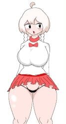 red_bow red_eyes sex thighs twin_braids warma warma's_life warma_(warma's_life) white_clothes white_hair