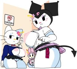 big_breasts breasts cassettedream dream-cassette kitty_white kuromi my_melody sanrio