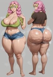 1girl 1girls ai_generated areolae ass barefoot big_ass big_breasts big_butt bottom_heavy breasts bubble_ass bubble_butt cellulite cleavage curvaceous curvy curvy_figure demon_slayer denim denim_shorts dumptruck_ass fat_ass feet female hips huge_breasts kanroji_mitsuri kimetsu_no_yaiba mitsuri_kanroji musk musk_clouds oiled oiled_skin pawg pawg_build perfect_ass sagging_breasts sexy sexy_ass sexy_body sexy_female shorts sweat taiga20 tank_top thicc thicc_ass thicc_thighs thick thick_ass thick_thighs voluptuous voluptuous_female wet wide_ass