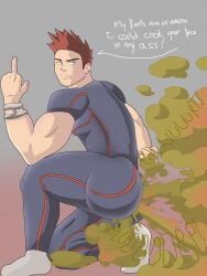back_view bara boku_no_hero_academia dilf endeavor_(my_hero_academia) eproctophilia eproctophillia fart fart_cloud fart_everywhere fart_fetish farting farts kinkhero male male_only my_hero_academia superhero