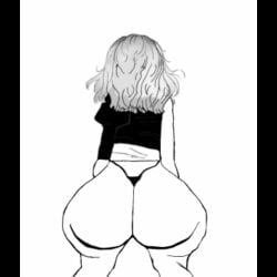 1girl animated_gif ass_smothering big_butt big_butt_(female) black_jacket black_thong blind blind_girl bottom_heavy bubble_butt butt_focus butt_smother edit edited emily emily_(resident_evil_9:_requiem) enormous_ass facesitting facesitting_in_underwear facesitting_pov giant_ass gif grey_hair no_color one_sleeve pov resident_evil resident_evil_9:_requiem shiny_butt short_hair shortstack smothering_ass thong white_dress