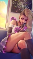1girls 4k alternate_version_available areolae ass black_lipstick blender blizzard_entertainment blonde_hair breasts clothed dark-skinned_female dark_skin female female_only forceballfx goth highres latina lipstick long_fingernails medium_breasts metallic_nail_polish nipples overwatch phone pink_eyes pink_nail_polish public public_nudity public_vibrator shaved_side shirt side_shave skirt solo sombra sports_bra thick_thighs thigh_strap thunder_thighs transparent_clothing upskirt vibrator video_games