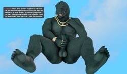 abs absurd_res anthro balls cloud english_text epic_games erection falling falling_down feet fortnite genitals hi_res involuntary_erection jewelry komodo_dragon lizard male masturbation meteorsmash monitor_lizard nude nude_anthro nude_male pecs penis profanity red_eyes reptile scalie sky solo text thunder_(fortnite) unwanted_erection