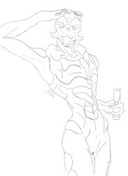 alien avri_rakir beverage bioware confident electronic_arts eyewear eyewear_on_head female genitals grand_theft_auto_vi gta_vi_cover_girl happy holding_beverage holding_object humanoid infocommod mass_effect meme nude nude_female scar_on_neck slim solo spread_vulva spreading sunglasses sunglasses_on_head turian vulva wearing_sunglasses