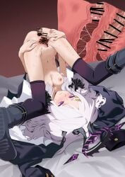 1girls anal anal_penetration anal_sex anus areolae ass_up belly blue_archive blush boots breasts censor_bar censored cervix_kiss cross-section disembodied_penis double_penetration embarrassed female female_focus hairless_pussy halo hands highres hina_(blue_archive) horns just_the_tip legs legs_up legwear light-skinned_female mmf_threesome navel nervous nipples no_condom purple_eyes pursed_lips pussy shaved_pussy shoes slender slender_body slender_legs small_breasts spread_anus spread_legs spread_pussy spreading stockings stomach straight sweat sweatdrop takinohamira thighhighs threesome tummy unprotected_sex upside-down uterus vagina vaginal vaginal_penetration vaginal_sex white_hair womb