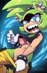 areolae boobs breasts ear_piercing female mobian mobian_(species) mobian_tenrec nipples pubes pubic_hair pussy sharp_teeth sonic_(series) sonic_the_hedgehog_(series) surge_the_tenrec tenrec tenrec_girl tenrec_humanoid the_other_half tits vagina