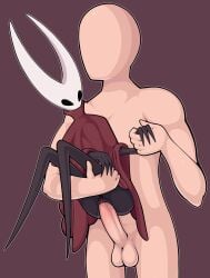 anon anthro anthro_penetrated arthropod balls biped cloak clothing duo empty_eyes featureless_face female female_penetrated from_behind_position genitals hand_holding hi_res hollow_knight_(franchise) hornet_(hollow_knight) human human_on_anthro human_penetrating human_penetrating_anthro human_penetrating_female interspecies larger_human larger_male male male/female male_penetrating male_penetrating_anthro male_penetrating_female mammal penetration penile penile_penetration penis penis_in_vagina red_cloak red_clothing reverse_stand_and_carry_position sex simple_background size_difference smaller_anthro smaller_female smaller_penetrated standing standing_sex team_cherry vaginal vaginal_penetration zeamaeri