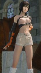 3d 3d_(artwork) alternate_version_available final_fantasy final_fantasy_vii gloves headband kallenz nipples shorts smile socks topless yuffie_kisaragi