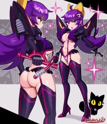 1girls ass breasts cleavage clothing female junketsu kill_la_kill kiryuuin_satsuki_(cosplay) light-skinned_female light_skin purple_eyes purple_hair sarukaiwolf thighhighs thighs violentine_(sarukaiwolf)