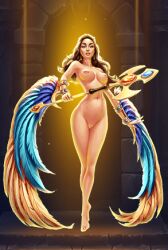 dirty_league naked priestess staff wings