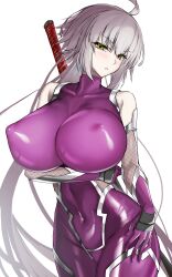 1girls 2022 ahoge bodysuit breasts cosplay crossover_cosplay erect_nipples erect_nipples_under_clothes fate/grand_order fate_(series) female female_only hi_res hips huge_breasts igawa_asagi_(cosplay) jeanne_alter kaoru1307 kunoichi light_blush long_hair looking_at_viewer ninja nipples slim_waist taimanin_(series) taimanin_asagi taimanin_suit thick_thighs thighs tight_clothing tight_fit white_hair wide_hips yellow_eyes