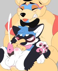 anal anal_sex animal_genitalia animal_penis anus artist_self-insert bear belly belly_bulge blush bulge climax closed_eyes cum cum_inside cumshot duo five_nights_at_freddy's five_nights_at_freddy's:_security_breach floofreily fur furry gay glamrock_freddy_(fnaf) male male/male male_focus male_only multicolored_fur pawpads paws reily_(floofreily) self_insert size_difference tagme teeth ursid yaoi