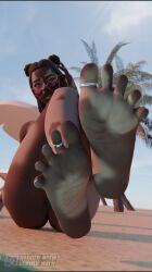 feet feet_focus feet_up female_only fortnite joy_(fortnite) nude nude_female vitiligo