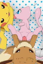 1girls 2boys eevee eeveelution female female_penetrated feral feral_penetrated feral_penetrating feral_penetrating_feral fur furry furry_only male male_penetrating male_penetrating_female mew nintendo oral oral_penetration penetration penis penis_in_pussy pikachu pokémon_(species) pokemon pokemon_(species) pokemon_only pussy tail trio vaginal_penetration whygenamoon