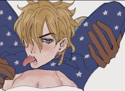 2boys abdomen blowjob_gesture diego_brando johnny_joestar jojo's_bizarre_adventure male male/male male_focus male_only steel_ball_run tongue_out yaoi