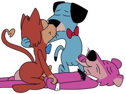 3boys anthro balls blowjob blue_fur bowtie brown_fur canine closed_eyes cowgirl_position dog drawfag gay hanna-barbera heart-shaped_tail heart_tail huckleberry_hound jellystone_(hbo_max) kissing male male/male male/male/male male_only mammal mr._jinks penis pink_fur pink_penis riding snagglepuss snagglepuss_(series) tail testicles the_huckleberry_hound_show threesome yaoi