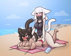 <3_eyes 5_fingers 5_toes animal_humanoid anthro anthro_on_anthro anthro_penetrated anthro_penetrating anthro_penetrating_anthro ass beach beach_towel beach_umbrella belt belt_buckle big_breasts bikini bikini_bottom bikini_tan bikini_top blush breasts brown_hair cat_humanoid catrina_(limebreaker) clothing clothing_aside cloud collar duo feet felid felid_humanoid feline feline_humanoid female female_penetrated fingers freckles genitals grin gynomorph gynomorph/female gynomorph_penetrating gynomorph_penetrating_female hair heart heart-shaped_pupils heterochromia hi_res huge_breasts humanoid intersex intersex/female intersex_penetrating intersex_penetrating_female limebreaker lying mammal mammal_humanoid on_front one-piece_swimsuit orange_eyes original penetration penis pink_eyes public public_sex qaitlynne sand sea seaside sex smile squished_breasts sunblock surprised_expression swimwear tan_body toes towel vaginal_penetration wardrobe_malfunction water white_hair