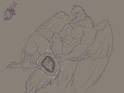 abs absurd_res accipitrid accipitriform ahab_(ahugebird) anthro arm_feathers avian bald_eagle balls beak big_balls big_penis bird bird_feet bodily_fluids canid canine cock_vore duo eagle feathered_wings feathers flynn_(zeanlain) fox genital_fluids genitals hi_res inside_balls internal larger_pred male male/male mammal mane masturbation monochrome muscular muscular_male pecs penile penis precum sea_eagle smaller_prey smile tail_feathers vore watermark wings zeanlain