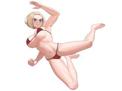 armpits athletic_female attack barefoot bikini blonde_hair blue_eyes blue_mary fatal_fury feet fit_female hochihochiha jumping king_of_fighters large_breasts medium_hair snk toes