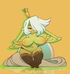 1girls 2019 animated areola armwear belly big_belly big_breasts blush bouncing_belly bouncing_breasts breasts chubby clothing collar crown cute dancing deep_navel digital_media_(artwork) eyebrows eyeliner female fist gem genitals gif goblin goblin_female green-skinned_female green_skin hair hair_over_eye huffslove huge_ears humanoid humanoid_pointy_ears legwear long_hair makeup monster_girl navel nipples one_eye_obstructed original original_character overweight overweight_female pussy queen_regina reflection regina_(huffslove) royalty shortstack signature simple_background slightly_chubby small_feet small_nose smile solo solo_female solo_focus thick_thighs thigh_highs white_hair wide_hips yellow_areola yellow_nipples