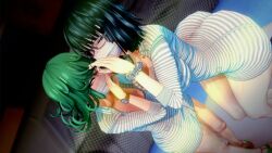 2girls 3d ass big_ass big_breasts big_butt blowjob_gesture breasts clothed clothing curly_hair curvy curvy_female curvy_figure dark_hair dress female female_only fubuki_(one-punch_man) glasses green_eyes green_hair legs light-skinned_female looking_at_viewer mask mature_female medium_hair one-punch_man petite rancid_(artist) seductive seductive_eyes seductive_look short_hair sisters size_difference slq small_breasts smaller_female tatsumaki thick thick_ass thick_thighs tight_clothing voluptuous white_skin