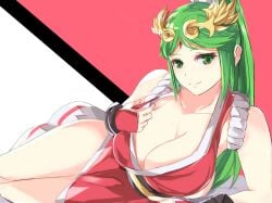 big_breasts cleavage cosplay fatal_fury fully_clothed goddess green_eyes green_hair kid_icarus king_of_fighters looking_at_viewer mai_shiranui mai_shiranui_(cosplay) nintendo palutena snk super_smash_bros. tomas_(kaosu22) tomasupso2