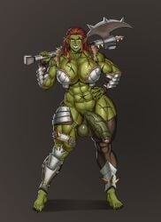 1futa abs armor big_balls big_breasts big_penis breasts casual cleavage clothed clothing dangling_testicles erection feet futa_only futanari green_skin hips huge_cock intersex large_breasts lip_ring long_hair mostly_nude muscular muscular_futanari muscular_thighs no_underwear nose_ring orc orc_futanari penis perky_breasts piercing pointless_clothing pointy_ears red_hair revealing_clothes saxwakuy scars semi-erect skimpy skimpy_armor solo solo_futa standing testicles thick_penis thick_thighs thighs toes unconvincing_armor veiny_penis wide_hips