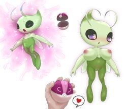 big_breasts breasts celebi censored ehada female genitals green_body heart human legendary_pokemon mammal nintendo nipples not_furry pokémon_(species) pokeball pokemon pokemon_(species) pokemon_only pussy video_games