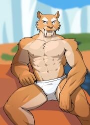 1boy anthro diego_(ice_age) furry ice_age_(film) ice_age_(series) ice_age_the_meltdown jrjresq male male_only sabertooth_tiger solo underwear white_underwear