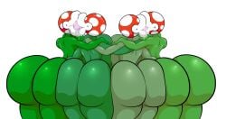 2d 4girls ass big_ass female female_only french_kiss french_kissing kiss kissing mario_(series) multiple_girls nintendo piranha_plant plant_girl plantie saliva thegeckoninja tongue tongue_kiss tongue_kissing tongue_out white_background yuri