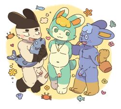 animal_crossing anthro balls blush doc_(animal_crossing) eyewear genitals genji_(animal_crossing) glasses lagomorph leporid male male_only mammal nintendo nude penis rabbit rokuyon sasha_(animal_crossing) video_games