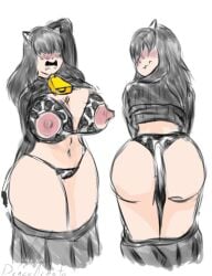 100_kanojo big_ass big_breasts big_butt black_hair cow_ears cow_tail cowbell dracoarmato goth kakure_meme kimi_no_koto_ga_dai_dai_dai_dai_daisuki_na_100-nin_no_kanojo the_100_girlfriends_who_really_really_really_really_really_love_you