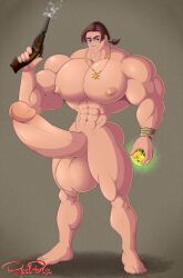 1boy barefoot big_balls big_muscles big_pecs big_penis blaster buff disney gun huge_balls huge_muscles huge_pecs huge_penis hyper hyper_balls hyper_muscles hyper_pecs hyper_penis jim_hawkins male male_only map muscles muscular muscular_male naked pecs pirate red-box shiny_skin tagme treasure_planet