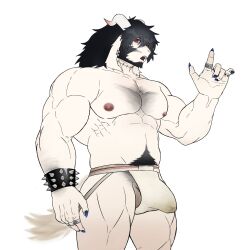 anthro asgore_dreemurr balls bara black_hair body_hair bulge chest_hair deltarune furry gay goat hairy jockstrap male male_only penis pkylblu pubes pubic_hair solo solo_male undertale